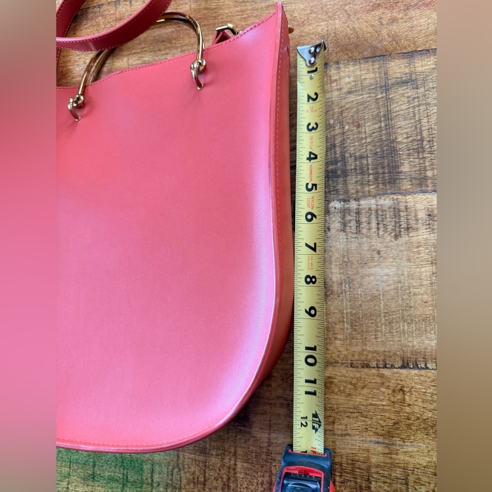 🆕 Charles & Keith Curved Edge‎ Tote Bag Burnt Orange Handbag - Picture 12 of 13